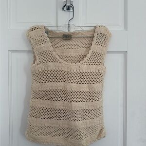 DEVII Cream Crochet Knit Tank Top - Sleeveless Summer Layering Piece